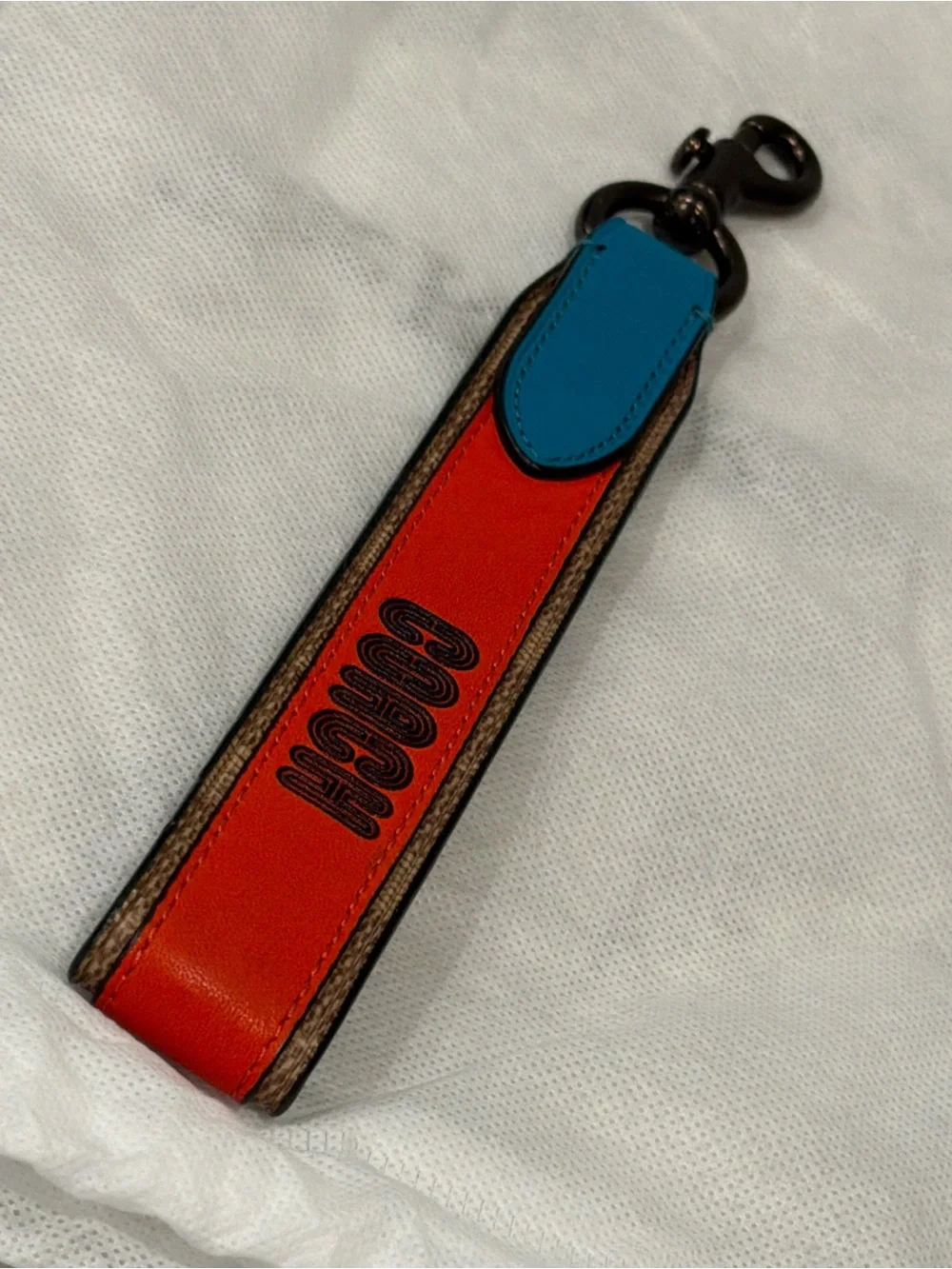 Coach Red and Blue Leather Key & Card Holder Key Fob